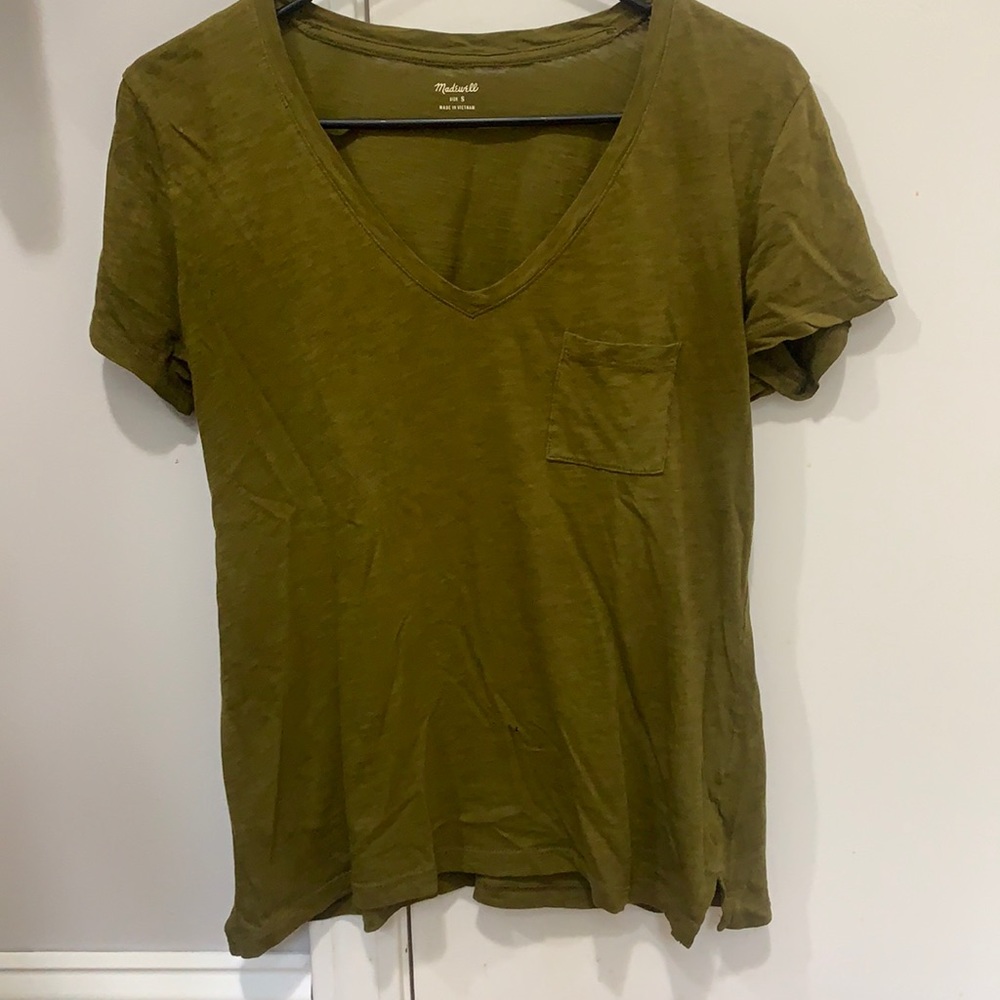 Army green Madewell v-neck